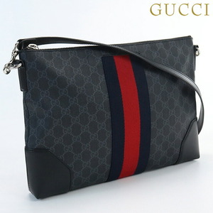 中古 グッチ 斜め掛け ショルダーバッグ メンズ ブランド GUCCI GGスプリーム メッセンジャーバッグ PVC 474139 グレー バッグ