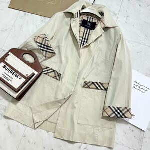 大きいサイズ 美品 バーバリー BURBERRY バーバリーロンドン ステンカラーコート トレンチコート スプリングコート ノバチェック 通勤 13号