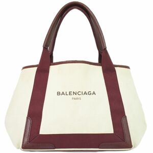 本物 バレンシアガ BALENCIAGA ネイビー カバス S トートバッグ ハンドバッグ キャンバス ホワイト ボルドー 339933