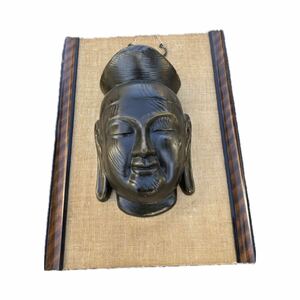 観音様　壁飾　仏像　お面　仏教美術　木彫 仏像 置物 縁起物 
