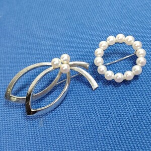 ◆MIKIMOTO ミキモト ブローチ 2点◆SILVER シルバー 素材