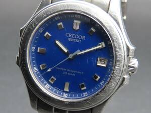 1円～! 稼動品★正規品 SEIKO セイコー 8J82-6A00 クレドール パシフィーク クォーツ 純正ブレス ネイビーダイヤル メンズ腕時計 TTKLG5553