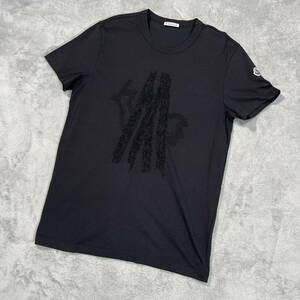 1円　極美品　MONCLER モンクレール　マグリア　半袖　Tシャツ 半袖Tシャツ Sサイズ 刺繍　黒　ブラック　ビッグロゴ　7921