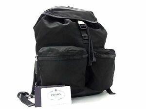 ■新品同様■ PRADA プラダ V164 テスートナイロン 巾着型 リュックサック バックパック メンズ レディース ブラック系 AQ2878