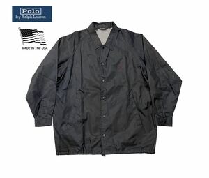 レア USA製 80s 90s POLO RALPH LAUREN コーチ ジャケット ブラック 三角タグ USA ビンテージ ポロ ラルフローレン RRL