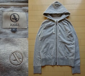 【AIGLE】フルジップ スウェットパーカー グレー SIZE:MEDIUM (エーグル,キャンプ,アウトドア)