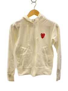 PLAY COMME des GARCONS◆AZ-T293/Double Red Heart Hoodie/ジップパーカー/S/コットン/WHT/無地