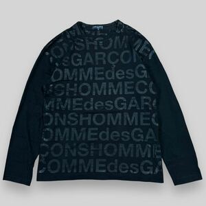 希少！ 00s コムデギャルソンオム COMME des GARCONS HOMME コーティング ペイント デザイン 長袖 Tシャツ M 黒 ブラック アーカイブ 