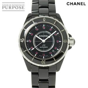 シャネル CHANEL J12 38mm H1635 メンズ 腕時計 12P ルビー デイト ブラック セラミック オートマ 自動巻き ウォッチ 90226352