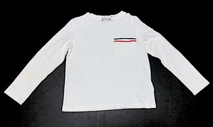 二点落札で送料無料！ 2A48 MONCLER モンクレール キッズ 22SSポケット付き ロングスリーブ 長袖Tシャツ 6才/116cm 男女兼用 男の子 女の子