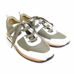 エルメス HERMES スニーカー レザー/メッシュ カーキ×ホワイト r9750f