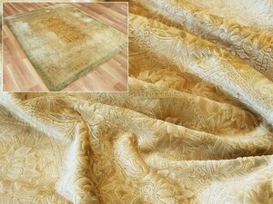 魁◆中国緞通 最高級 伝統作品 シルク100％ 手織り/ハンドカット 大判 242×202㎝ カーペット 段通 絨毯