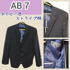 AB7 スーツ　ジャケット　ネイビー　ストライプ柄　フォーマル　ビジネススーツ　ビジネスカジュアル　LL XL 　