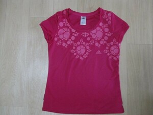 アディダスCLIMA LITE・可愛いドライ半袖Tシャツ・ピンク色・サイズL