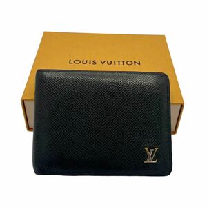 【良品】ルイヴィトン LOUIS VUITTON M30295 タイガ ポルトフォイユ ミュルティプル 二つ折り財布 メタルロゴ ブラック