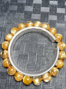 即決 0119a178 天然美品★【120A黄金タイチンルチル】★ブレス 9.5-10mm（新品）