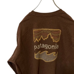 P38 パタゴニア　L アメリカ古着　バックプリント　リサイクル素材　長袖　Tシャツ　ブラウン patagonia　38965 16年　メンズ