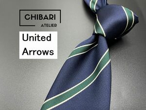 【新古品】United Arrows　ユナイテッドアローズ　レジメンタル柄　ネクタイ　3本以上送料無料　ネイビー　0404062