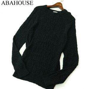 ABAHOUSE アバハウス 秋冬 コットン&ナイロン★ ケーブル編み ニット セーター Sz.3　メンズ 黒　A3T12209_A#K