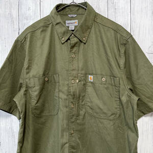 カーハート Carhartt 半袖シャツ ワークシャツ メンズ コットン58% ポリエステル39％ スパンデックス3％ ワンポイント Lサイズ 5-671
