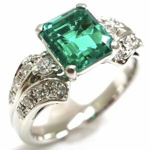 CrescentVert(クレサンベール)◆Pt950 エメラルド/天然ダイヤモンドリング◆M 約7.8g 約10号 diamond emerald ring指輪 ED8/EE5