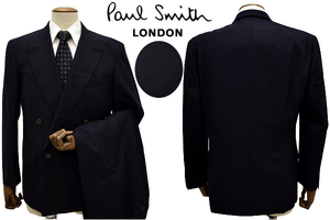 U-344★美品★Paul Smith LONDON ポールスミス ロンドン★秋冬 日本製 ネイビー紺色 ジャケット パンツ 上下セット ダブル スーツ Ｍ