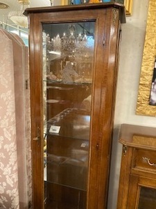 イタリア輸入　アンティーク調　ブラウンウッド　コレクションケース　ガラスケース　　飾り棚　ショーケース