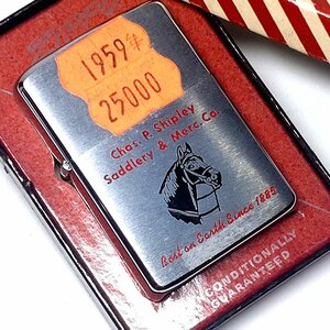 【侍】新品 未使用 Chas P Shipley 1959年製 ヴィンテージ Saddlery＆Merc.CO イタリックロゴ ZIPPO ジッポー 箱付 20+860