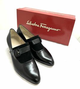新品未使用 長期保管品 サルヴァトーレ フェラガモ Salvatore Ferragamo パンプス カーフレザー 5・1/2 23cm シューズ 靴 ブラック 148629