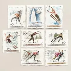 外国切手8枚（ハンガリー：航空切手、スポーツ）