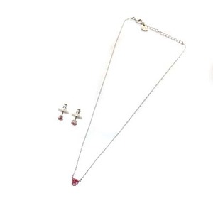 スワロフスキー SWAROVSKI ネックレス ピアス アクセサリー 2点セット クリスタル ハート シルバー色 ピンク /XZ ■GY17 レディース