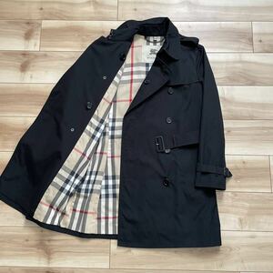 【送料無料】【英国製】BURBERRY バーバリー GBBURLIMCAS 裏地ノバチェック トレンチコート 黒 IT44 UK12 US10 トレンチ