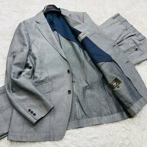 【極美品/希少XLサイズ】JOSEPH ABBOUD ジョセフアブート スーツセットアップ 上下 麻混 リネン イラクサ ヘリンボーン柄 LL