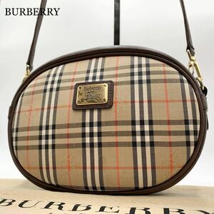 727【極美品】 BURBERRY バーバリー ノバチェック キャンバス レザー ショルダーバッグ クロスボディ 斜め掛け フラップ ロゴプレート 金具