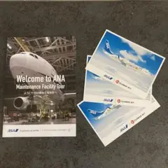 ANA 全日空FLOWER JETポストカード3枚＋機体工場見学パンフレット1冊