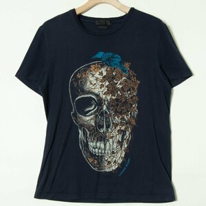 メール便◯ ALEXANDER McQUEEN アレキサンダーマックイーン クルーネック半袖Tシャツ カットソー 綿100％ ネイビー 紺 S イタリア製