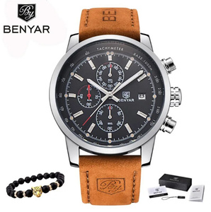 Benyar メンズ 男性 クォーツ時計 腕時計 高級ブランド クロノグラフ スポーツ 時間 ビジネス
