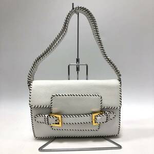 ▼【FENDI】フェンディ ヴィンテージ 2WAY レザー セミショルダーバッグ 鞄 ホワイト 白 ハンド レディース 女性用 良品 RC4117