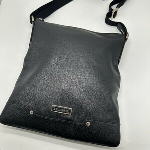 1円◆極美品◆A4◎ ブルガリ BVLGARI ショルダーバッグ メッセンジャー サコッシュ アーバン ビジネス メンズ レザー 本革 黒 ブラック 鞄