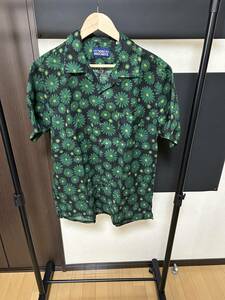 TIGRE BROCANTE　ティグルブロカンテ 日本製　天空丸　 リネン 半袖シャツ 緑/L　マーガレット柄　ハリラン