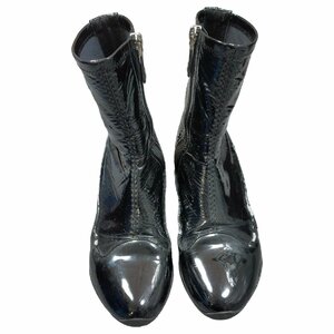 ◆中古品◆Dior/ディオール エナメル ショート ブーツ 黒 レディス サイズ:37 R37030RC