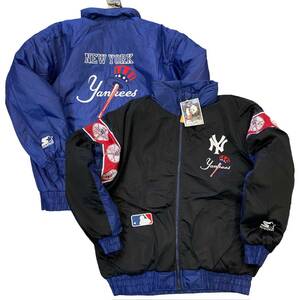 Dead Stock! 90s STARTER × New York Yankees リバーシブル ジャケット XL スターター MLB NY ヤンキース 中綿 ナイロン ゲームジャケット