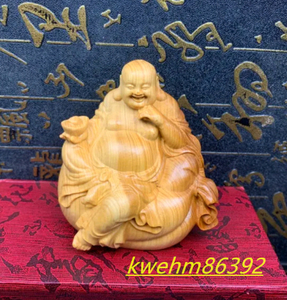 極上品 木彫仏像 七福神 布袋様 弥勒仏 弥勒菩薩 仏教工芸品 仏師で仕上げ