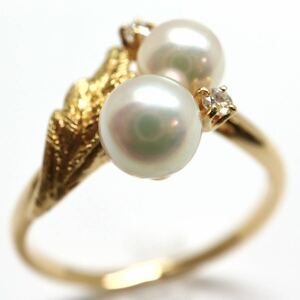 MIKIMOTO(ミキモト)《K18 アコヤ本真珠/天然ダイヤモンドリング》M 約2.3g 約11.5号 パール pearl diamond ring 指輪 jewelry EA9/EA9