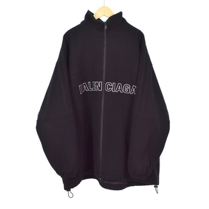 バレンシアガ BALENCIAGA 18AW FLEECE TRACK SUIT JACKET フリース トラックジャケット ブルゾン ロゴ刺繍 44 黒 ブラック 534315 メンズ