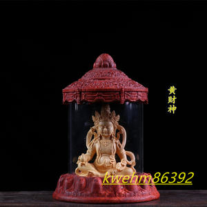木彫り 財神 仏像 黄財神座像 彫刻 仏教工芸品 柘植材 仏師で仕上げ