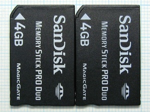 ★SanDisk メモリースティック PRODuo ４GB ２枚 中古★送料６３円～