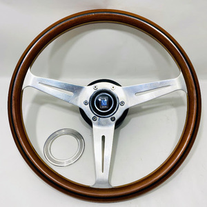 1円～ NARDI ナルディ WOOD ウッド ステアリング ハンドル 直径約37cm ホーンボタン ボス付き 