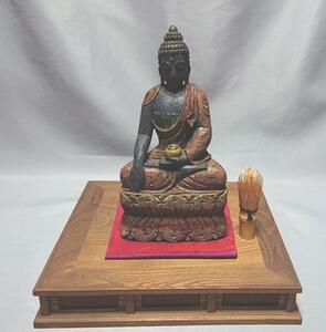 コレクター収集品　ガンダーラ美術　ミャンマー　木彫彩色仏像　釈迦　