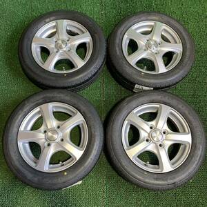 AE524-403 ★新品★ブリヂストンNEXTRY 155/65R13 73S 社外ホイール 13x4.00B +45 PCD100 4穴 【4本】 ココア ラパン 等 1円スタート